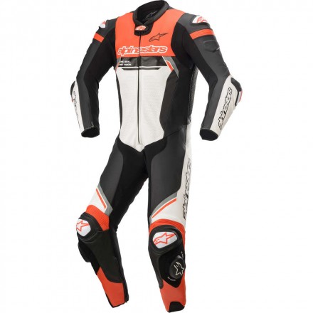 Alpinestars tuta intera in pelle Missile V2 Ign - 1231 Black White Red Fluo