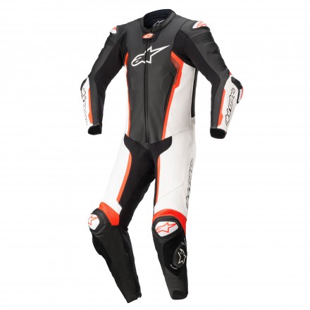 Alpinestars tuta intera in pelle Missile V2 Lt - 1231Black/White/Red Fluo