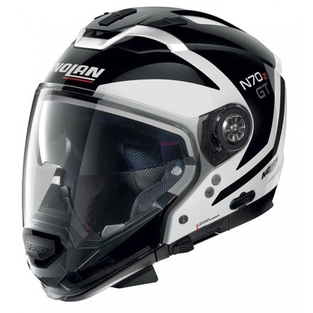 Nolan N70-2 Gt Glaring N-Com casco componibile - 49 Metal White