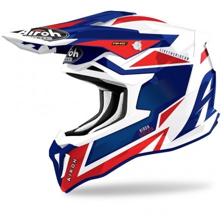 Airoh casco motocross Strycker Axe - Blue / Red gloss