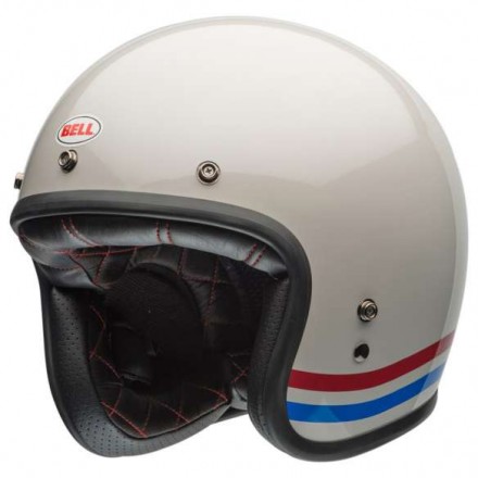 Bell casco vintage jet Custom 500 Stripes - Pearl White / Oxblood / Blue